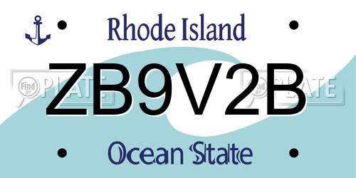 ZB9V2B Rhode Island License Plate