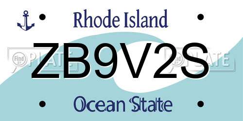 ZB9V2S Rhode Island License Plate