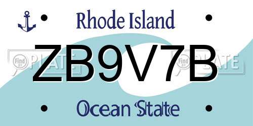 ZB9V7B Rhode Island License Plate