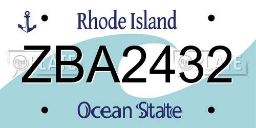 ZBA2432 Rhode Island License Plate