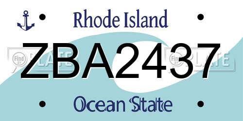 ZBA2437 Rhode Island License Plate