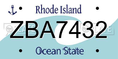 ZBA7432 Rhode Island License Plate