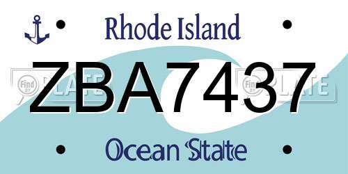 ZBA7437 Rhode Island License Plate