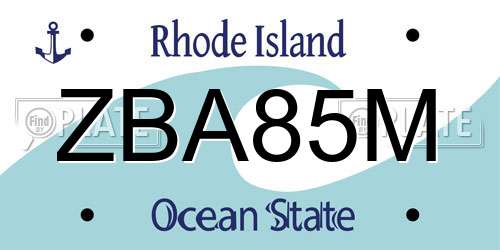 ZBA85M Rhode Island License Plate