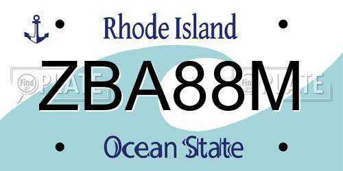 ZBA88M Rhode Island License Plate