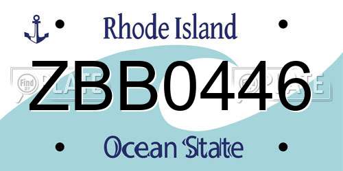 ZBB0446 Rhode Island License Plate