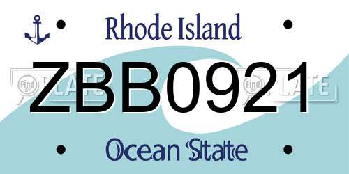 ZBB0921 Rhode Island License Plate