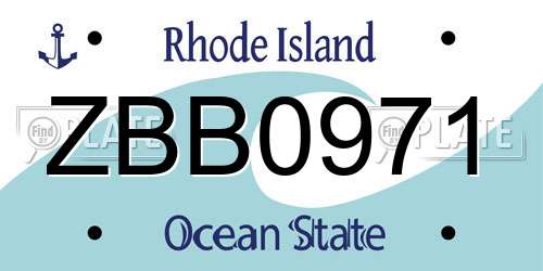 ZBB0971 Rhode Island License Plate