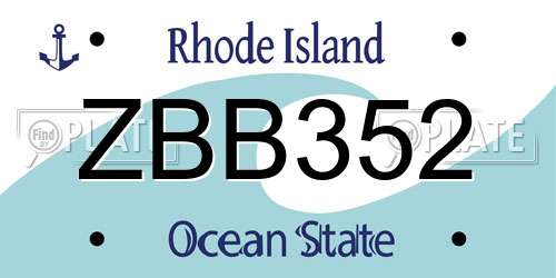 ZBB352 Rhode Island License Plate