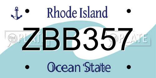 ZBB357 Rhode Island License Plate