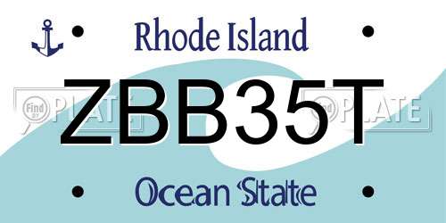 ZBB35T Rhode Island License Plate
