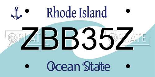 ZBB35Z Rhode Island License Plate