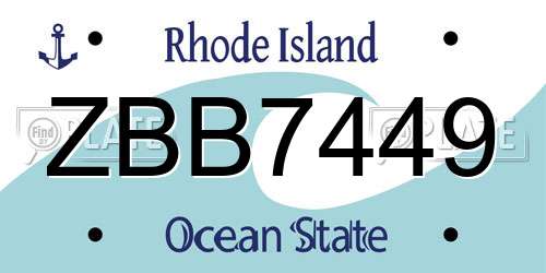 ZBB7449 Rhode Island License Plate