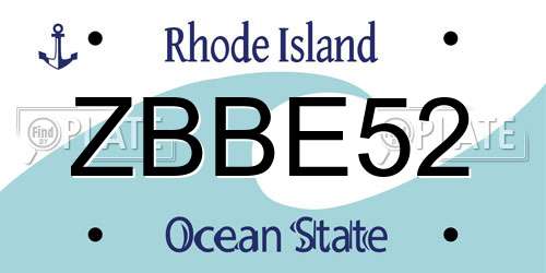 ZBBE52 Rhode Island License Plate