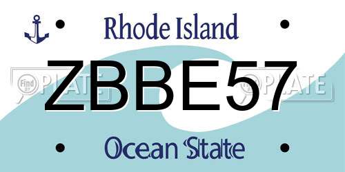 ZBBE57 Rhode Island License Plate