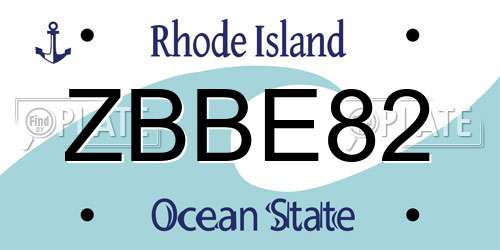 ZBBE82 Rhode Island License Plate