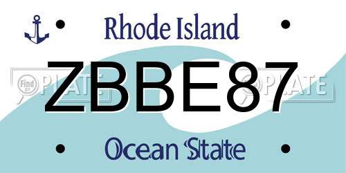 ZBBE87 Rhode Island License Plate