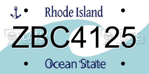 ZBC4125 Rhode Island License Plate