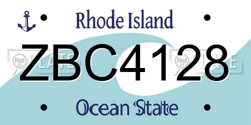 ZBC4128 Rhode Island License Plate