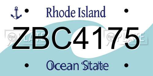 ZBC4175 Rhode Island License Plate