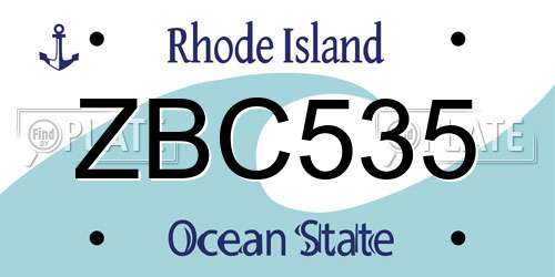 ZBC535 Rhode Island License Plate