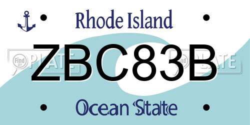 ZBC83B Rhode Island License Plate