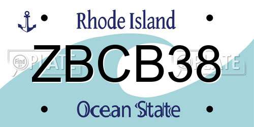 ZBCB38 Rhode Island License Plate