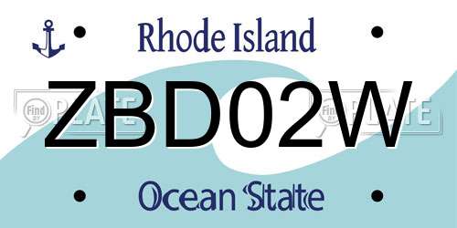 ZBD02W Rhode Island License Plate