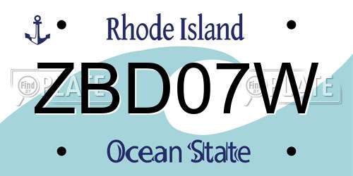 ZBD07W Rhode Island License Plate