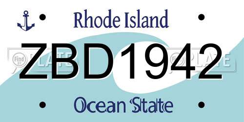 ZBD1942 Rhode Island License Plate