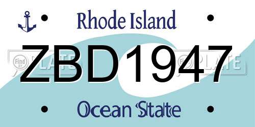 ZBD1947 Rhode Island License Plate