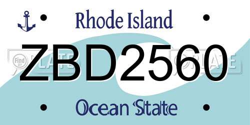 ZBD2560 Rhode Island License Plate