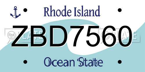 ZBD7560 Rhode Island License Plate