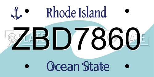 ZBD7860 Rhode Island License Plate