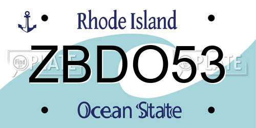 ZBDO53 Rhode Island License Plate