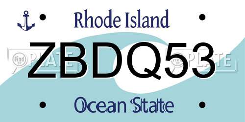ZBDQ53 Rhode Island License Plate