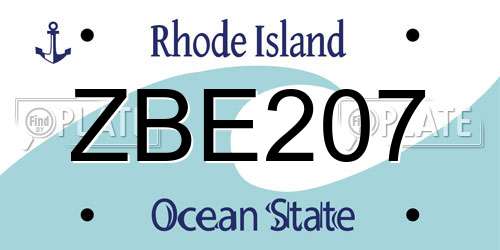 ZBE207 Rhode Island License Plate