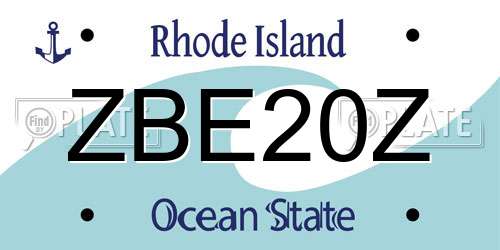 ZBE20Z Rhode Island License Plate