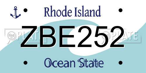 ZBE252 Rhode Island License Plate