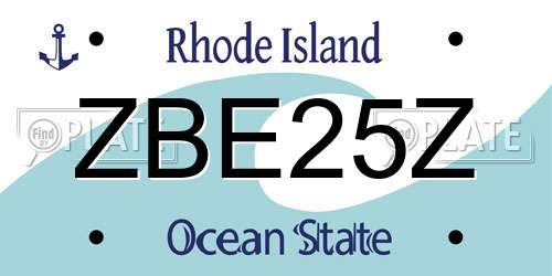 ZBE25Z Rhode Island License Plate