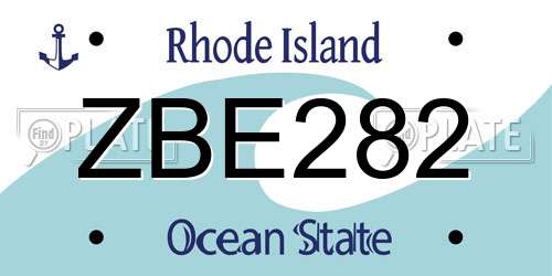 ZBE282 Rhode Island License Plate