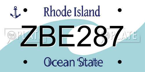 ZBE287 Rhode Island License Plate
