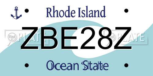 ZBE28Z Rhode Island License Plate