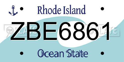 ZBE6861 Rhode Island License Plate