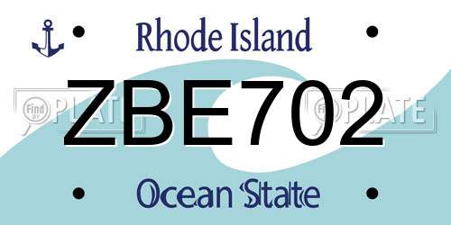 ZBE702 Rhode Island License Plate