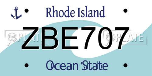 ZBE707 Rhode Island License Plate
