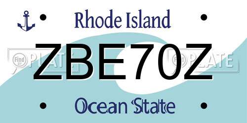 ZBE70Z Rhode Island License Plate