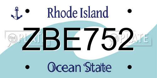 ZBE752 Rhode Island License Plate