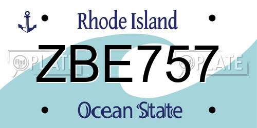 ZBE757 Rhode Island License Plate