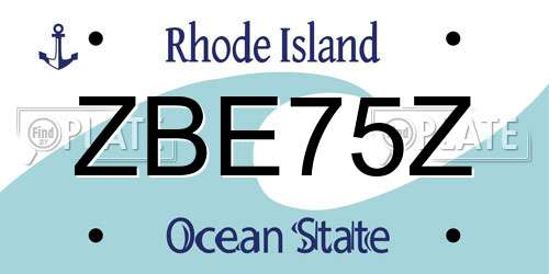 ZBE75Z Rhode Island License Plate